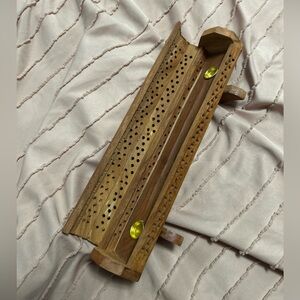 Wooden coffin incense burner with hidden storage 12”  rustic Brown